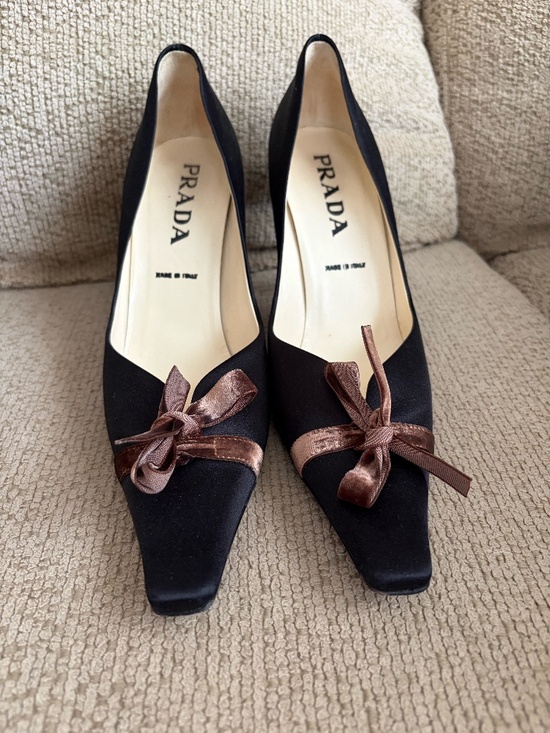 Prada Shoes - PRADA Raso Velour Nero Tabacco Formal Shoes